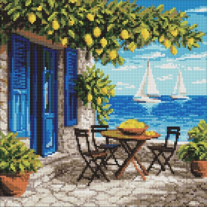 Алмазна мозаїка «Середземноморські канікули» ©art_selena_ua AMO20424, 40×40 см