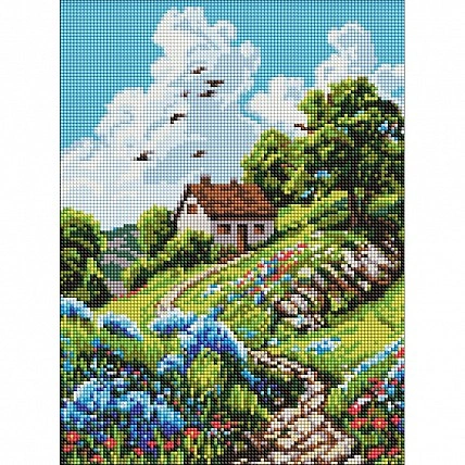 Алмазна мозаїка "Уютний будиночок на пагорбі" ©art_selena_ua AMO20444, 30х40 см
