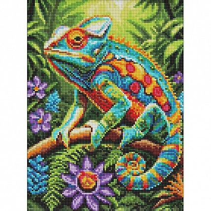 Алмазна мозаика "Кольоровий лісовий хамелеон" ©art_selena_ua AMO20457, 30х40 см
