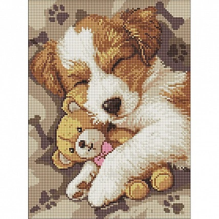Алмазна мозаїка «Сплячий Джек Рассел» ©art_selena_ua AMO8036, 30x40 см