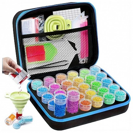 Case organizer for diamond mosaic, beads, and small parts KN4, 30 jar containers
