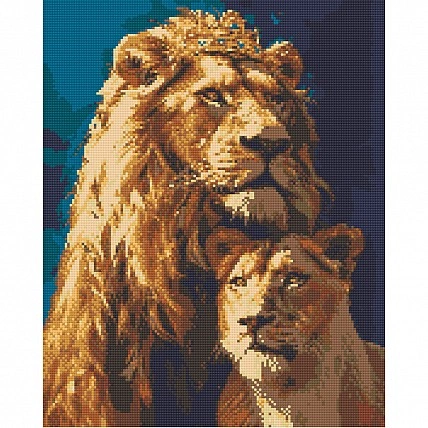 Diamond mosaic "The Lion King and the Lioness" OD0320, 40x50 cm