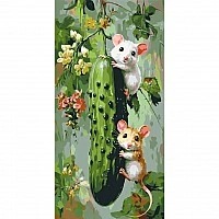 Картина по номерам "Пара мышат с огурцом" LW5244, 40х80 см