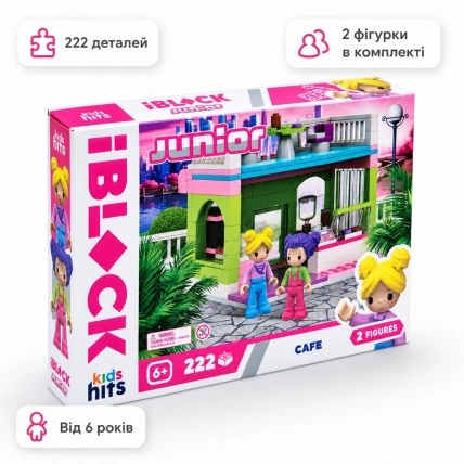 Конструктор IBLOCK KH08/003/4 «Кафе» для дівчаток, 222 деталі та 2 фігурки