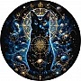 Картина по номерам "Кот-хранитель" OR2013 с красками металлик, диаметр 50 см