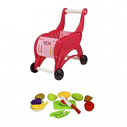 Продуктовая тележка и продукты на липучках 889-137/138 Розовый