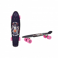Детский скейт, пенни борд 22" SC20402 (RL7T) Skull, PU колеса, дека 56*15 cm Розовый