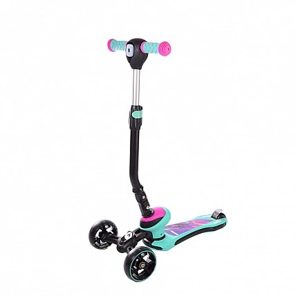 Детский складной самокат Bambi SC21003 с фонариком Бирюзовый