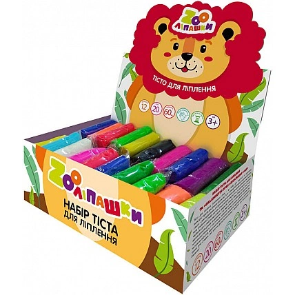 Тесто для лепки ZOOлипашки шоу-бокс  "Лев" ZIRKA 140210 (шоу-бокс 12 цветов, 60 стиков по 20 г)