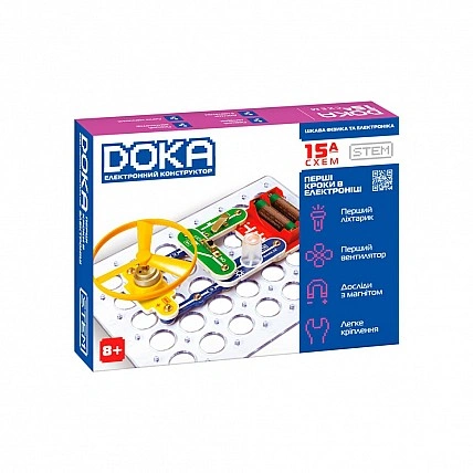 Электронный конструктор "Первые шаги в электронике" DOKA D70709 набор А, 15 схем, свет