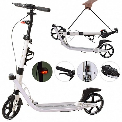 Самокат двухколёсный взрослый SR 2-015-4 с ручным тормозом Белый