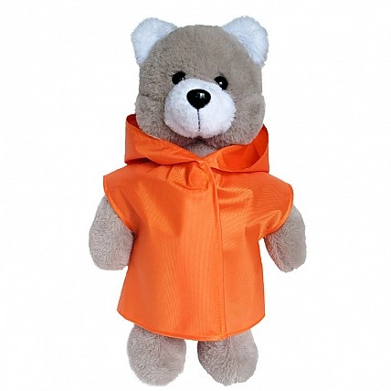 Мягконабивная игрушка пушистый Мишка МС 080501-05 в оранжевом плаще 35 см