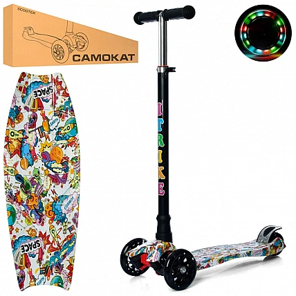 Самокат детский MAXI iTrike JR 3-055-3-WP36 с подсветкой