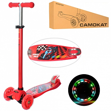 Самокат детский MAXI iTrike JR3-055-R с подсветкой