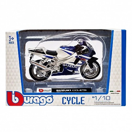 Детская модель Мотоцикла "SUZUKI GSX-R750" Bburago 18-51030-1 масштаб 1:18