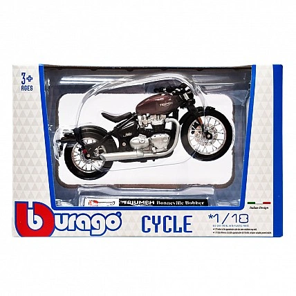Детская модель Мотоцикла "TRIUMPH Bonneville Bobber" Bburago 18-51030-7 масштаб 1:18