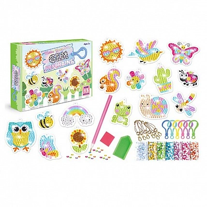 Набор для творчества Алмазная мозаика "Животные, насекомые, радуга" SK8014 брелок, 15 штук