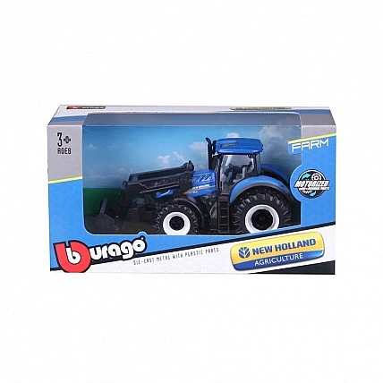 Детская игрушка Трактор "New Holland T7.315" Bburago 18-31632 с фронтальным погрузчиком
