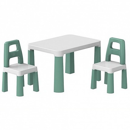 Детский стол с двумя стульями 0440TXK бело-зеленый