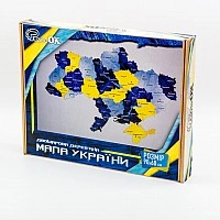 Деревянный пазл "Карта Украины" Арт-60906 сине-желтый 60х90 см