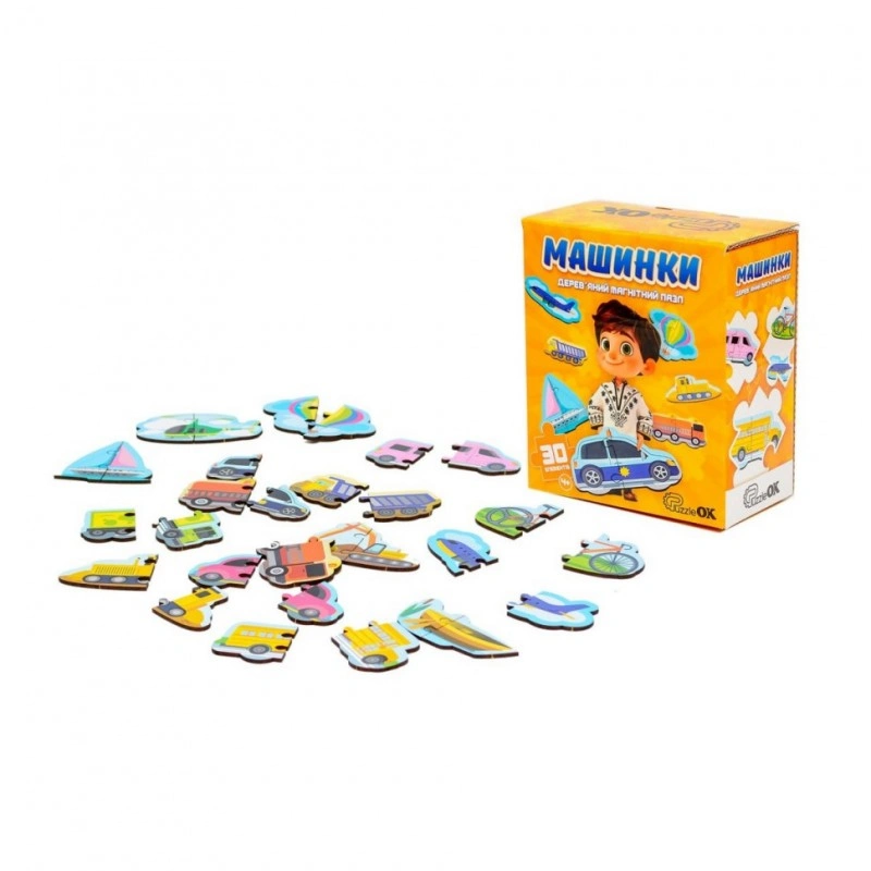 Деревянный пазл "Машинки" Puz-22932, 30 элементов