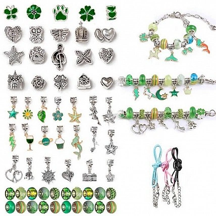 Набор для создания браслетов и подвесок B4343(Green) с шармами