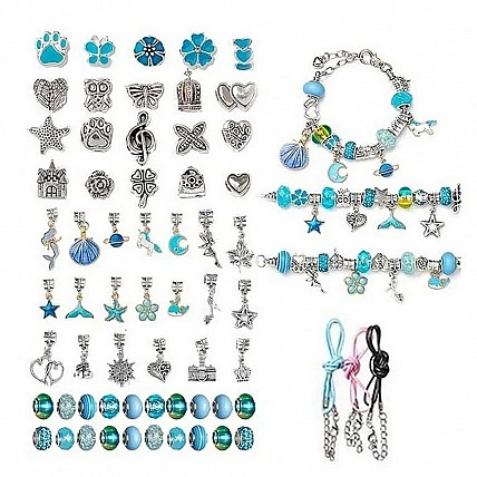 Набор для создания браслетов и подвесок B4343(Blue) с шармами