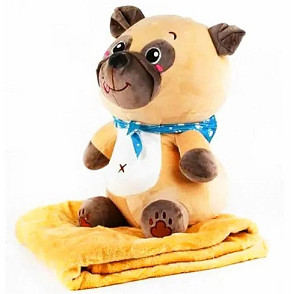 Детская мягкая игрушка "Собачка" L1130 игрушка с пледом, размер 50 см