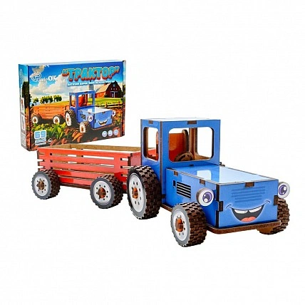 Детский деревянный 3D конструктор "Трактор" Puz-00933, 69 деталей