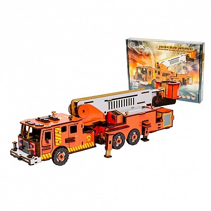 Деревянный 3D конструктор "Пожарная машина" Puz-00921, 318 деталей