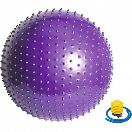Мяч для фитнеса (фитбол) массажный HMS NE-MAS-75-V фиолетовый, насос в комплекте 75 см