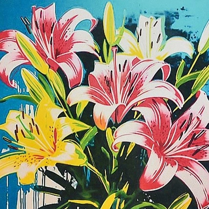 Алмазная мозаика "Лилии в голубой тишине" HEE16315 30х30 см