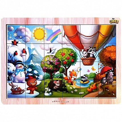 Настольный развивающий Пазл-вкладыш"Времена года" (ПСД241) PSD241 подсказка-фон