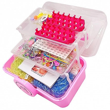 Детский набор для плетения браслетов "Loom" 16202(Pink) в чемодане