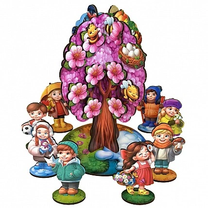 Детская настольная игра "Времена года абрикоса" (ПСД295) PSD295 деревянная