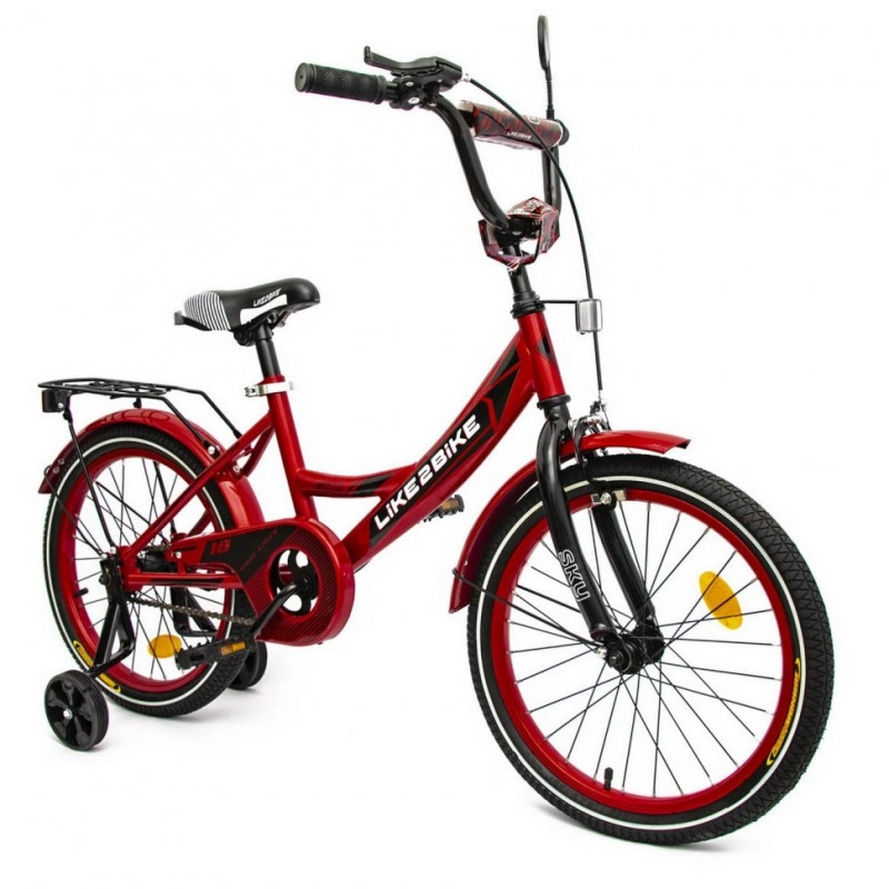 Дитячий двоколісний велосипед 18'' 211801 (RL7T) Like2bike Sky, бордовий, сталевий каркас, з дзвіночком