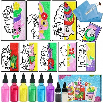 Дитячий креативний набір KP-005 для малювання піску 9 в 1 з магнітами