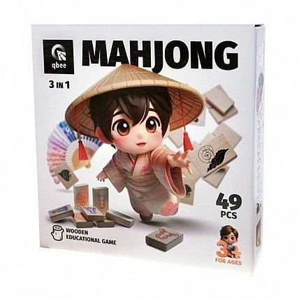 Гра з дерев'яними дітьми в маджонг QB700-007, 49 частин