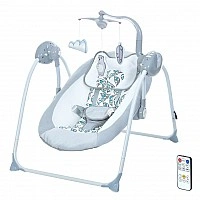 Детский шезлонг-качели TEDDY ME 1075 Gray Mint Feathes