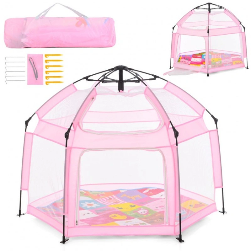 Дитячий манеж MR 1512 Powder Pink 146×127×110 см