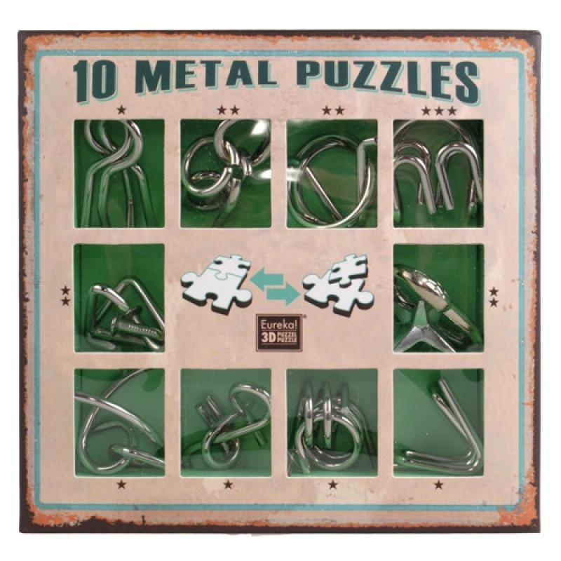 Набір головоломок Metal Puzzles green Eureka 3D Puzzle 473357, 10 головоломок