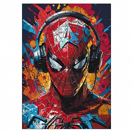 Фігурний пазл з дерева "Людина-павук" PZ003-A3W-AC 180-250 деталей, А3 з мішечком та стрічкою