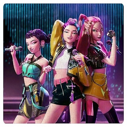 Фігурний пазл з дерева "Кейпоп мисливці на демонів" PZ007-A3C-AC 180-250 деталей, розмір А3