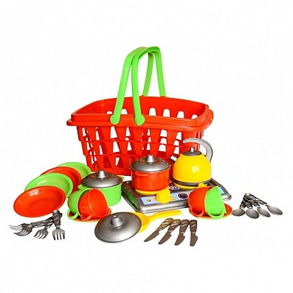 Набір посуду в кошику 