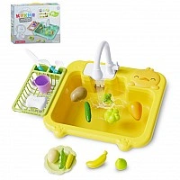 Children's toy kitchen WD-801A, sink, water flows, 16 items
