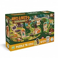 Children's puzzle with wooden figures "Who lives in the forest?" 300608, 16 pieces