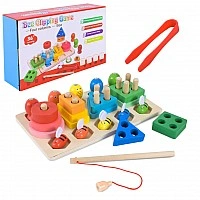 Children's wooden toy "Pyramid-sorter" C9417 fishing, inserts