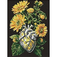 Diamond mosaic "Sunflowers and Heart" ©art_selena_ua AMO20178, 30x40 cm