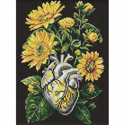 Алмазна мозаїка "Соняшники і серце" ©art_selena_ua AMO20178, 30х40 см