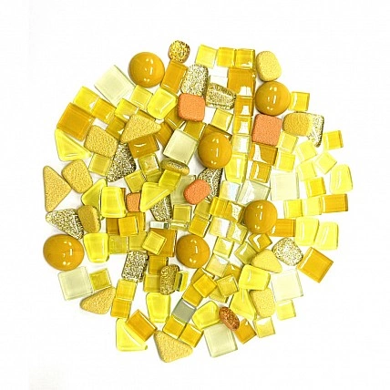 Набір скляних камінців для мозаїки 6505, 200 грам, 150-180 шт, 4 мм, жовтий